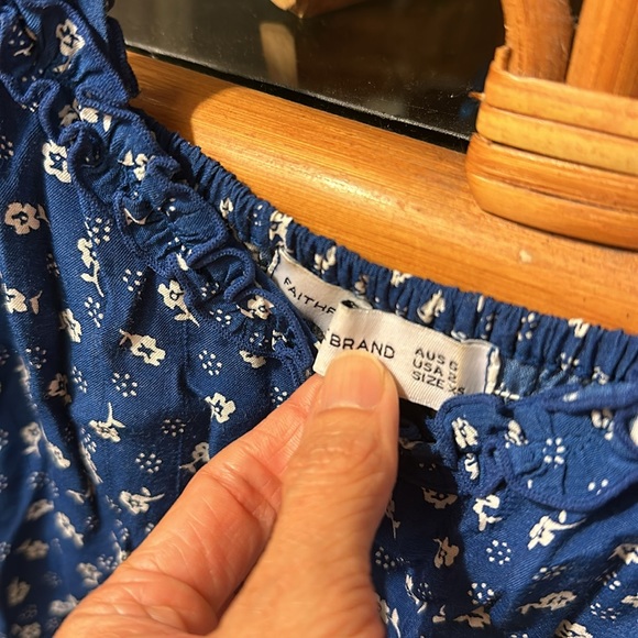 Faithful the Brand Blue Noemie ruffle slip dress XS (Lulus) - Picture 5 of 9